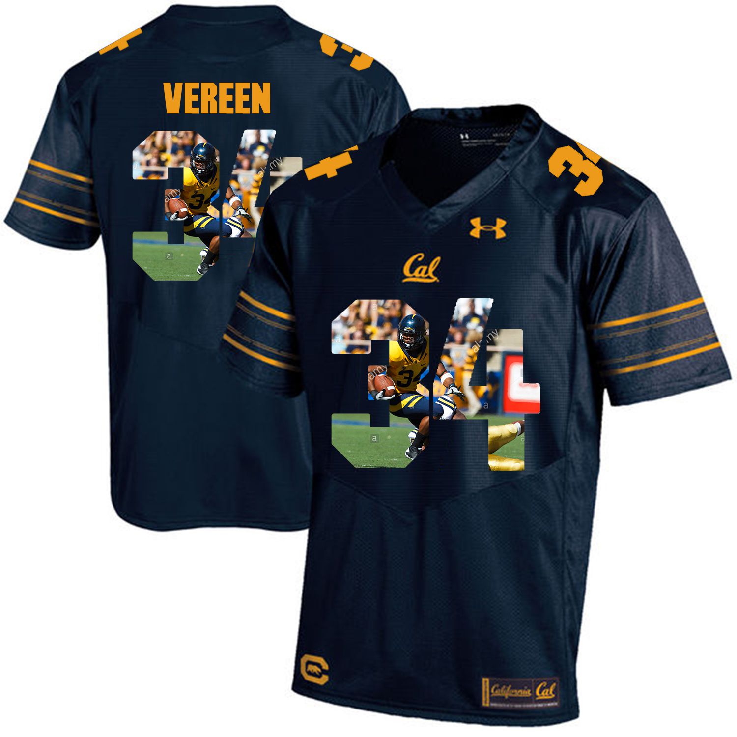 Men California Golden Bears #34 Shane Vereen Dark blue Customized NCAA Jerseys1